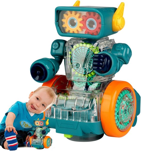 Mechanikus interaktív fogaskerék robot színes világító zenés lámpás játék kicsiknek (BBJ)