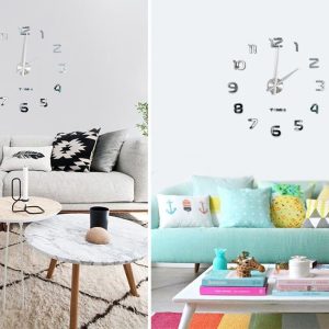 Modern, hang nélküli, DIY falra ragasztható óra – tükör fényű (BB4785) (6)