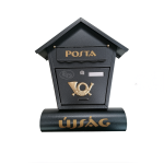 Modern postaláda újságtartó rekesszel – kulccsal zárható, biztonságos kültéri levélszekrény ,fekete színben (BBL)(BBD)
