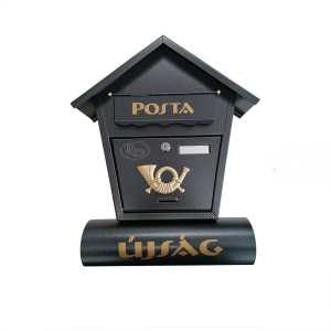 Modern postaláda újságtartó rekesszel – kulccsal zárható, biztonságos kültéri levélszekrény ,fekete színben (BBL)(BBD)