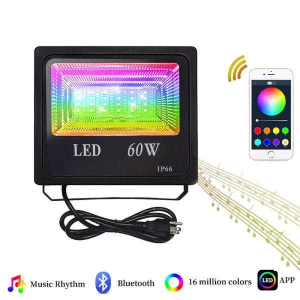 RGB színes telefonról irányítható LED reflektor/Party reflektor - 60W (BBV)