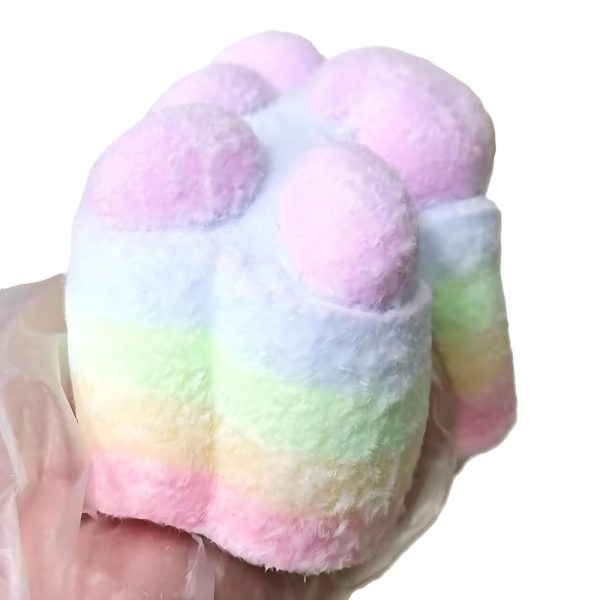 Nagy méretű puha Squishy macskamancs antistressz játék – szivárvány színű 12 cm (BBJ)