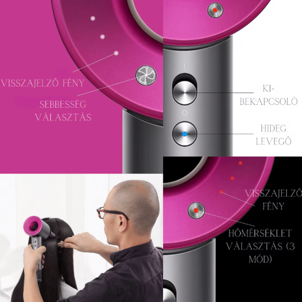 Nagy teljesítményű ionizációs hajszárító 5 cserélhető fejjel – professzionális szárítás, stílusformázás és hajápolás minden típusra 523109 (BBM)