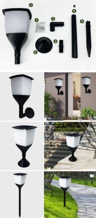 Napelemes RGB LED kerti lámpa 3 az 1-ben - Leszúrható vagy felszerelhető, beépített alkonykapcsolóval (BBV)