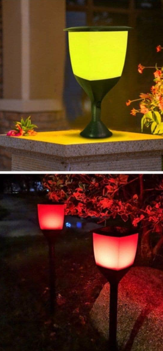 Napelemes RGB LED kerti lámpa 3 az 1-ben - Leszúrható vagy felszerelhető, beépített alkonykapcsolóval (BBV)