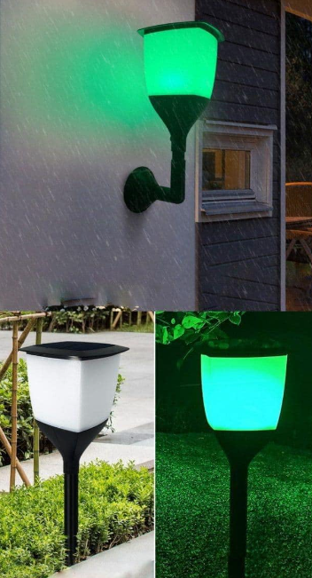 Napelemes RGB LED kerti lámpa 3 az 1-ben - Leszúrható vagy felszerelhető, beépített alkonykapcsolóval (BBV)