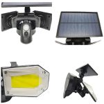 Napelemes mozgásérzékelős 130 COB LED kültéri lámpa – 21 x 3 x 7 cm (BBV)