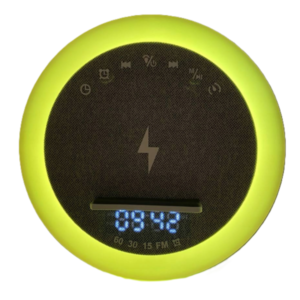 OKOP multifunkciós ébresztőóra bluetooth hangszóróval – RGB LED fény, és vezeték nélküli töltés 10W KP-577 (BBJH)
