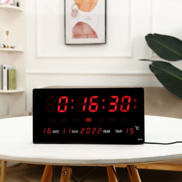 BB01 LED-es digitális tábla - óra, dátum és hőmérséklet kijelzéssel - asztalra és falra is helyezhető - 33x13cm (BBL)