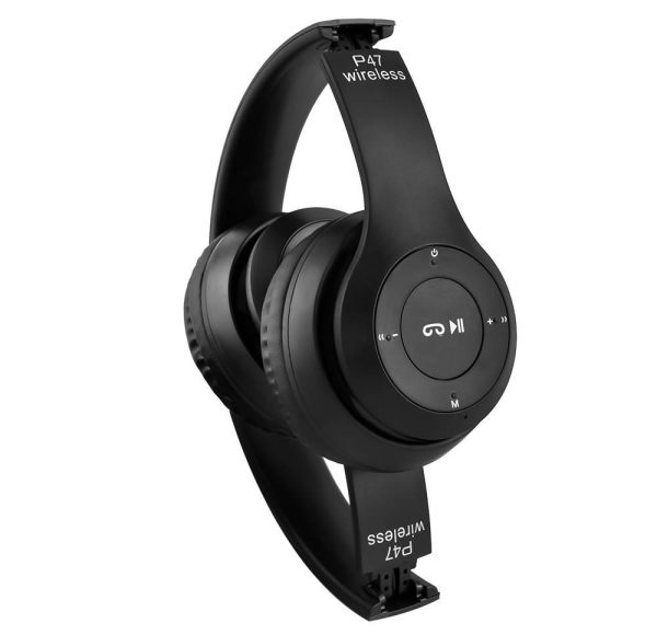 P47 Bluetooth-os akkus fejhallgató headset MP3 lejátszó - fekete (BBV)