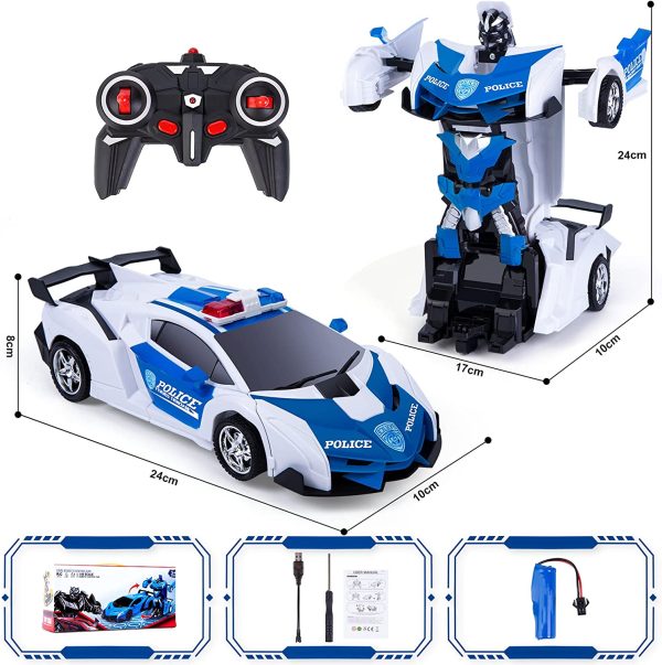 Police Transformers szuperhőssé alakuló távirányítós sportautó (BBJ)