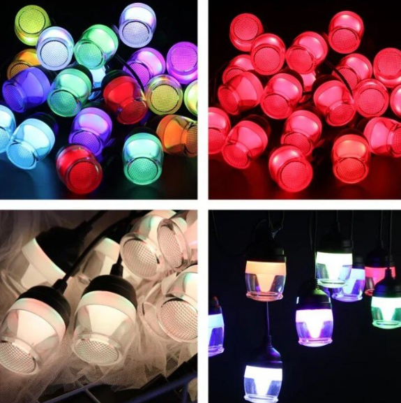 RGB kültéri időjárásálló napelemes dekor Izzósor- 10 darab LED izzó (BBV)