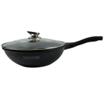 Royalty Line indukciós wok – 32 cm átmérő, 5,9L kapacitás, üvegfedővel és tapadásmentes felülettel (BBA)