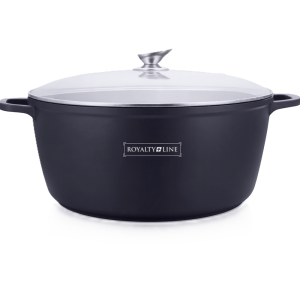 Royalty Line márványbevonatú 44 cm átmérőjű 23,4L kapacitású lábas – nagyméretű tapadásmentes főzőedény üvegfedővel RL-BS44ML (BBA)