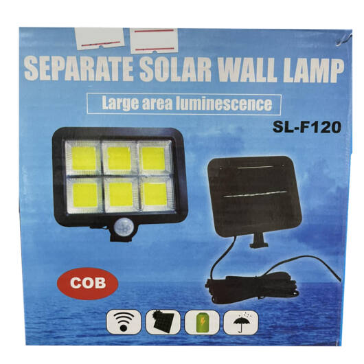 SL-F120 Kültéri COB LED napelemes fali lámpa, mozgásérzékelővel (BBL)