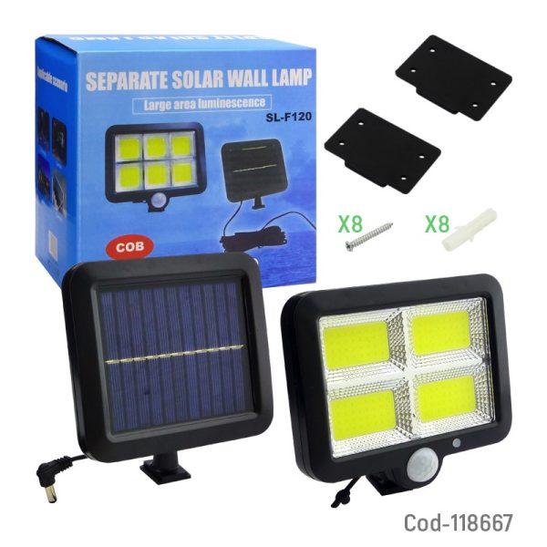 SL-F120 Kültéri COB LED napelemes fali lámpa, mozgásérzékelővel (BBL)