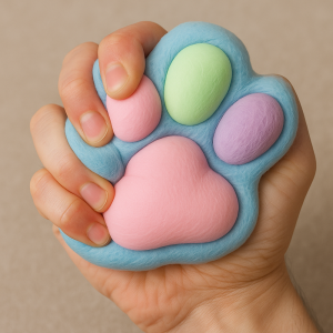 Squishy_stresszoldó_játék_színes_macskamancs_alakú_puha_nyomkodós_játék_gyerekeknek