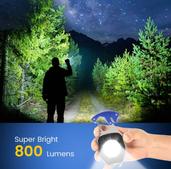 Strapabíró többfunkciós kemping zseblámpa, ABS/alumínium, sos led, 800 lumen (BBV)