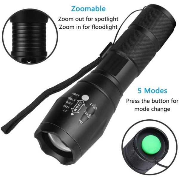 T6 strapabíró és vízálló akkus cree led zoom kézi lámpa - kerékpárra is rögzíthető (BBL)