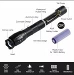 T6 strapabíró és vízálló akkus cree led zoom kézi lámpa - kerékpárra is rögzíthető (BBL)