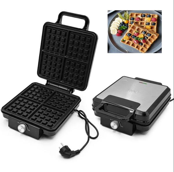 Tapadásmentes gofrisütő beépített jelzőfénnyel, 1500W - családi reggelikhez, desszertekhez (BBV)