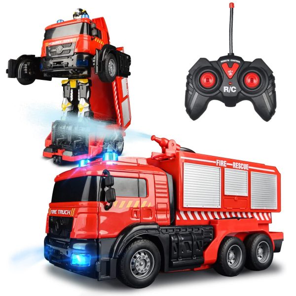 Távirányítós Transformers tűzoltóautó LED fényekkel és működő vízágyúval (BBJ)