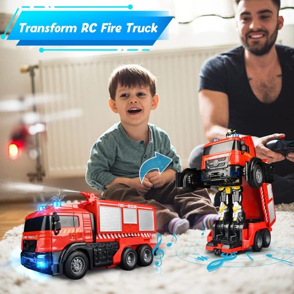 Távirányítós Transformers tűzoltóautó LED fényekkel és működő vízágyúval (BBJ)