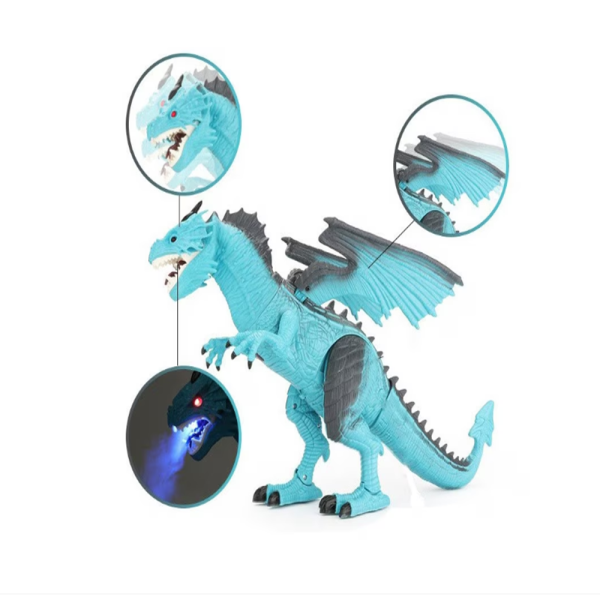 Távirányítós interaktív sárkány játék – LED fényekkel, lépegető mozgással és füstöt kifújó effektussal (BBJ)