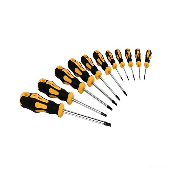 TorX csavarhúzó készlet 11 részes – strapabíró króm-vanádium acél szerszámkészlet precíziós munkákhoz (BBD)