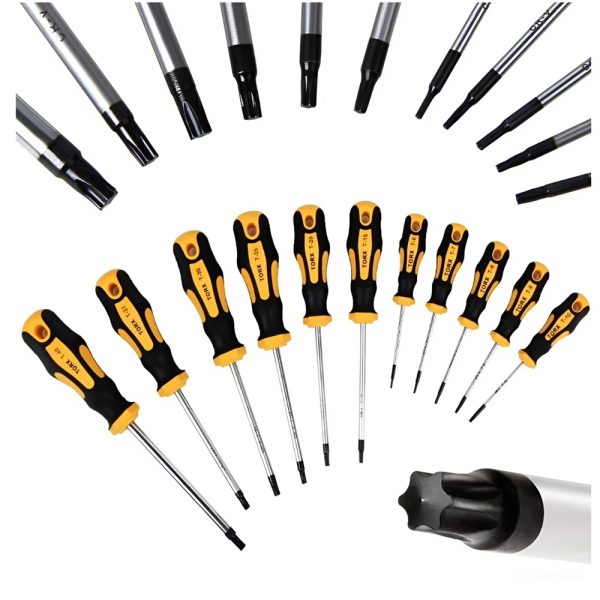 TorX csavarhúzó készlet 11 részes – strapabíró króm-vanádium acél szerszámkészlet precíziós munkákhoz (BBD)