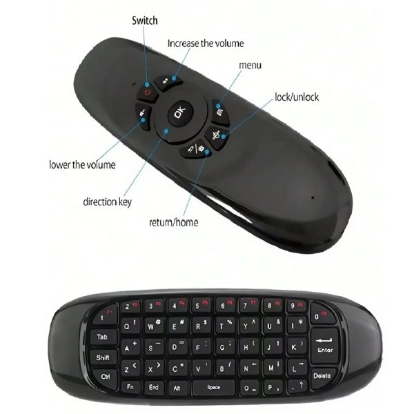 Univerzális vezeték nélküli mini billentyűzet és egér távirányító – tökéletes megoldás TV-hez és okos eszközökhöz (THM) (BBV)