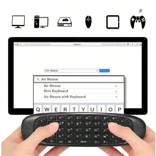 Univerzális vezeték nélküli mini billentyűzet és egér távirányító – tökéletes megoldás TV-hez és okos eszközökhöz (THM) (BBV)