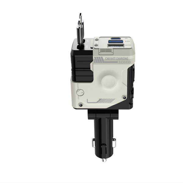 Univerzális autós gyorstöltő 66W – 4 az 1-ben töltő, kihúzható kábelek, USB, Type-C és iPhone csatlakozóval, intelligens védelemmel (BBD)