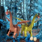 Üvöltő, lépkedő óriás szárnyas dinoszaurusz - menet közben tojást rak (BBJ)