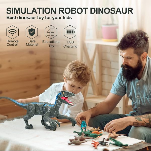Velociraptor távirányítós játék dínó élethű hanghatásokkal - 31 cm (BBJ)