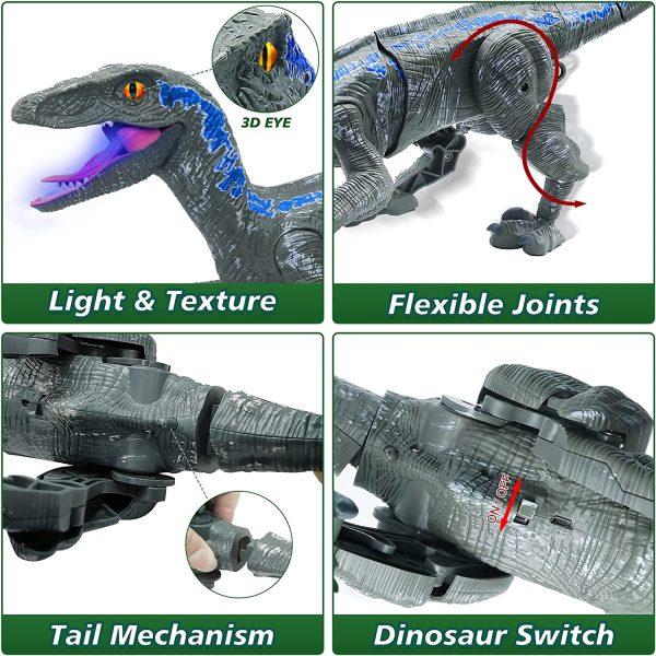 Velociraptor távirányítós játék dínó élethű hanghatásokkal - 31 cm (BBJ)