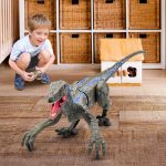 Velociraptor távirányítós játék dínó élethű hanghatásokkal - 31 cm (BBJ)