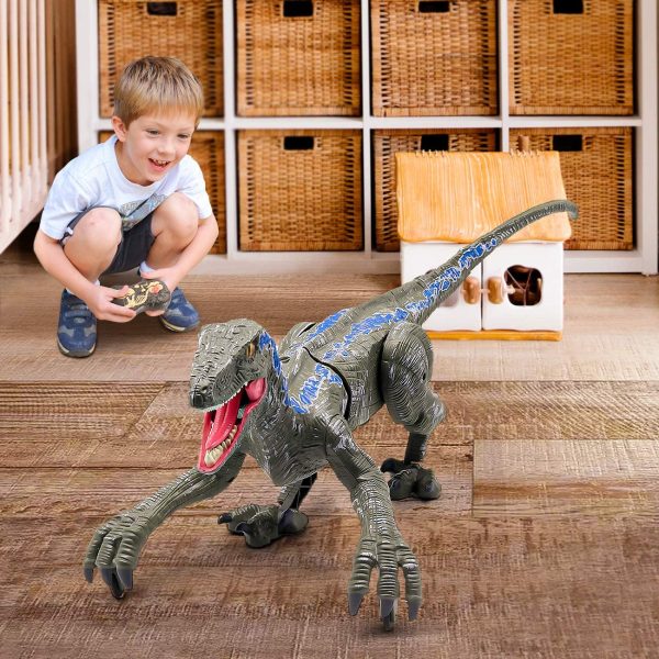 Velociraptor távirányítós játék dínó élethű hanghatásokkal - 31 cm (BBJ)