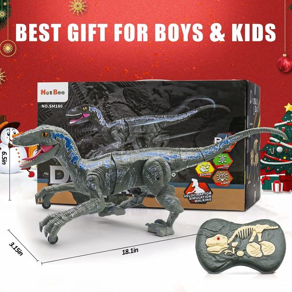 Velociraptor távirányítós játék dínó élethű hanghatásokkal - 31 cm (BBJ)