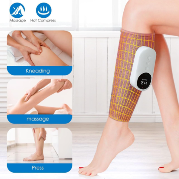 Vezeték nélküli elektromos láb- és vádlimasszírozó – 3 intenzitásfokozattal, vérkeringés serkentésére és izomfájdalom csillapítására- 1db (BBM)