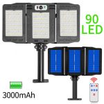 Napelemes tripla LED reflektor mozgásérzékelővel, távirányítóval - W784-786 (BBV)