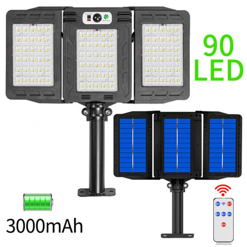 Napelemes tripla LED reflektor mozgásérzékelővel, távirányítóval - W784-786 (BBV)