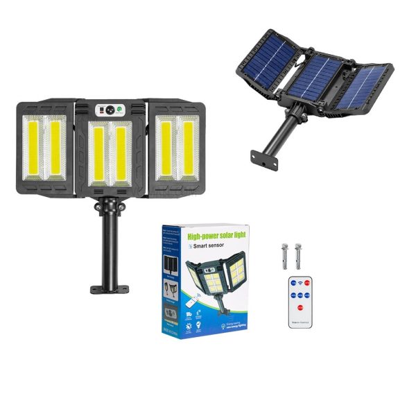 Napelemes tripla LED reflektor mozgásérzékelővel, távirányítóval - W785-786 (BBV)