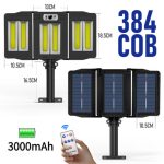 Napelemes tripla LED reflektor mozgásérzékelővel, távirányítóval - W785-786 (BBV)