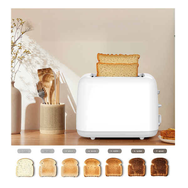 Winning Star kétszeletes kenyérpirító – 7 fokozatú barnítási beállítással, elegáns fehér színben ST-9359 (BBD)