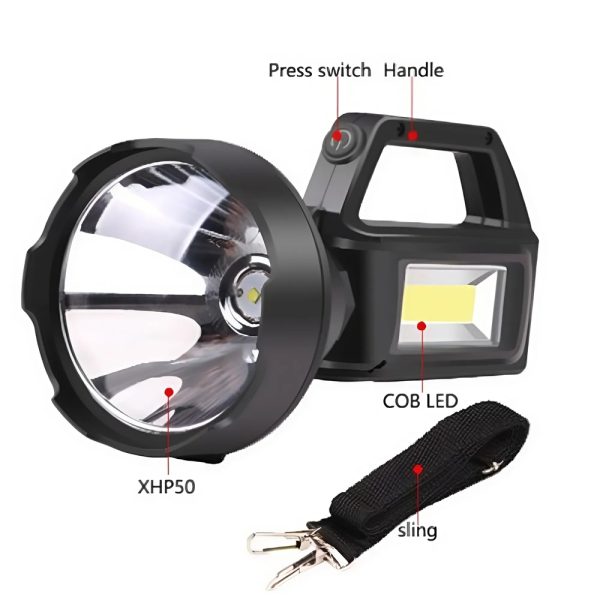 XXL napenergiás kézi lámpa 20W – 1200 lumen fényerő, 20000mAh akkumulátor, hideg fehér LED & COB technológia-YD899 (BBL)