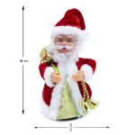 Zenélő, forgó Mikulás csengettyűvel, puttonnyal - karácsonyi dekoráció, 23 cm (BBJ)
