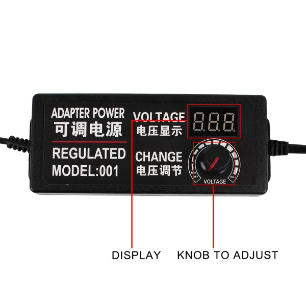 LCD kijelzős hálózati adapter túltöltés elleni védelemmel és feszültség szabályozóval - 100V-240V 50/60Hz (THM)