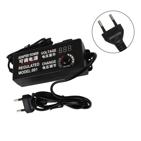 LCD kijelzős hálózati adapter túltöltés elleni védelemmel és feszültség szabályozóval - 100V-240V 50/60Hz (THM)