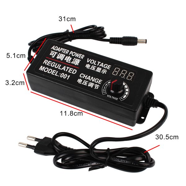 LCD kijelzős hálózati adapter túltöltés elleni védelemmel és feszültség szabályozóval - 100V-240V 50/60Hz (THM)